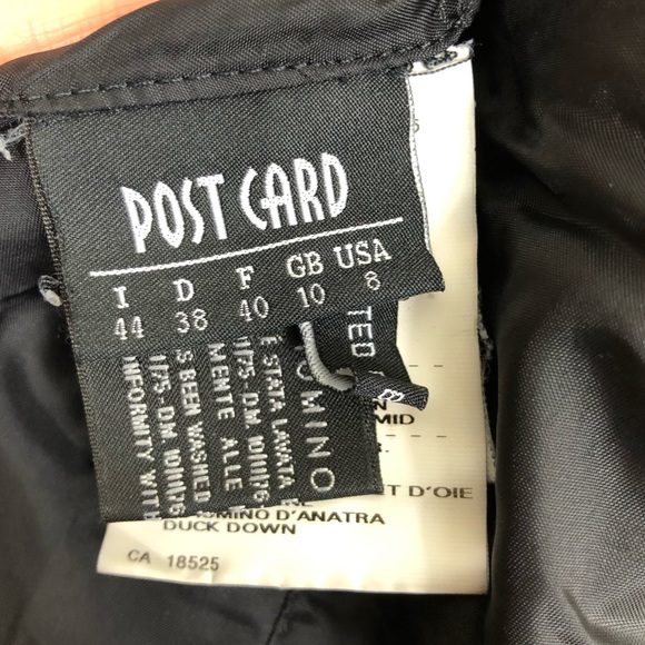 Post Card Black Quilted Puffer Down Jacket W/ Fur Hood Sz M - Picture 14 of 16